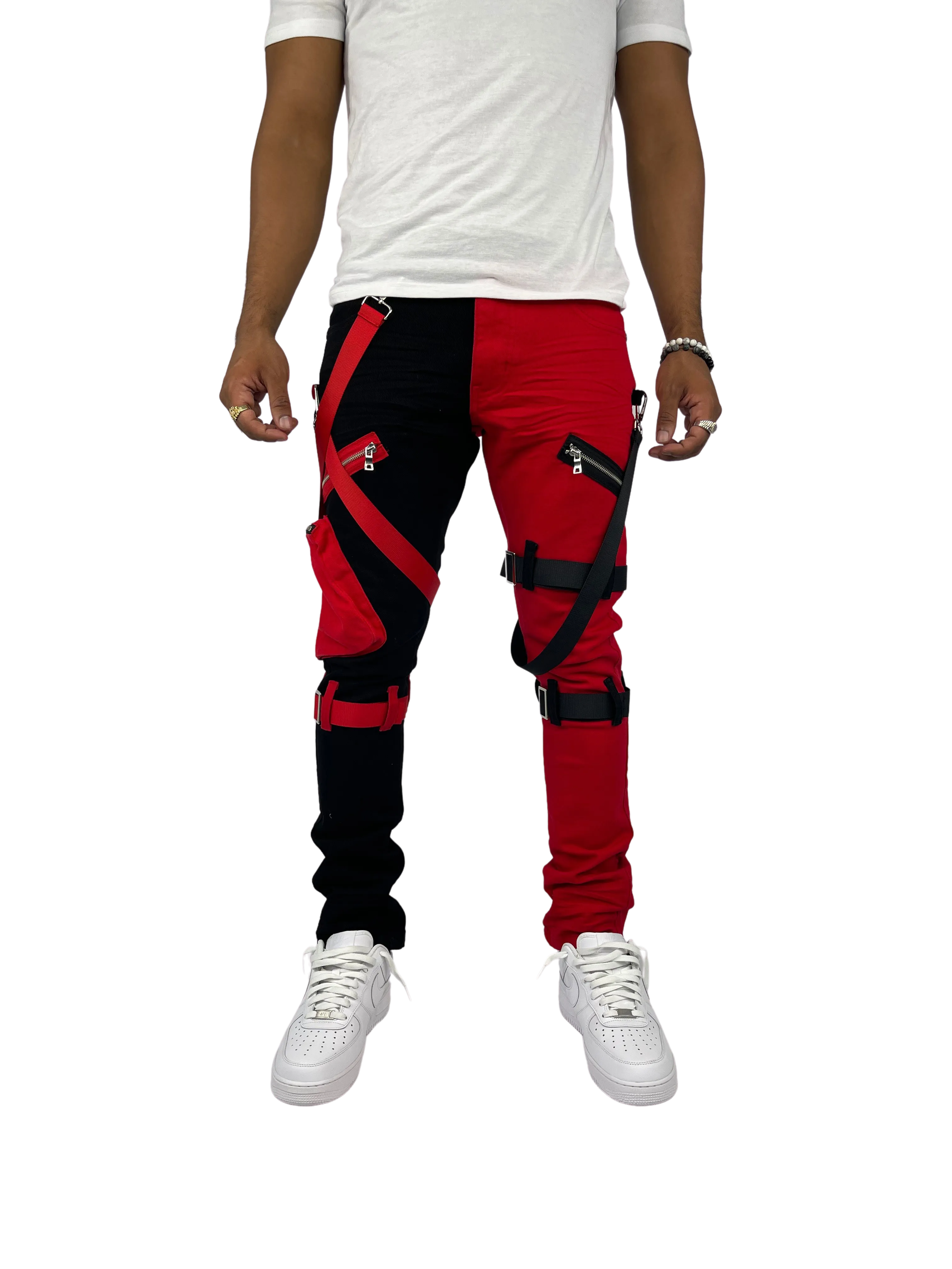 BTP221175:2-Tone Strap Cargo Pants
