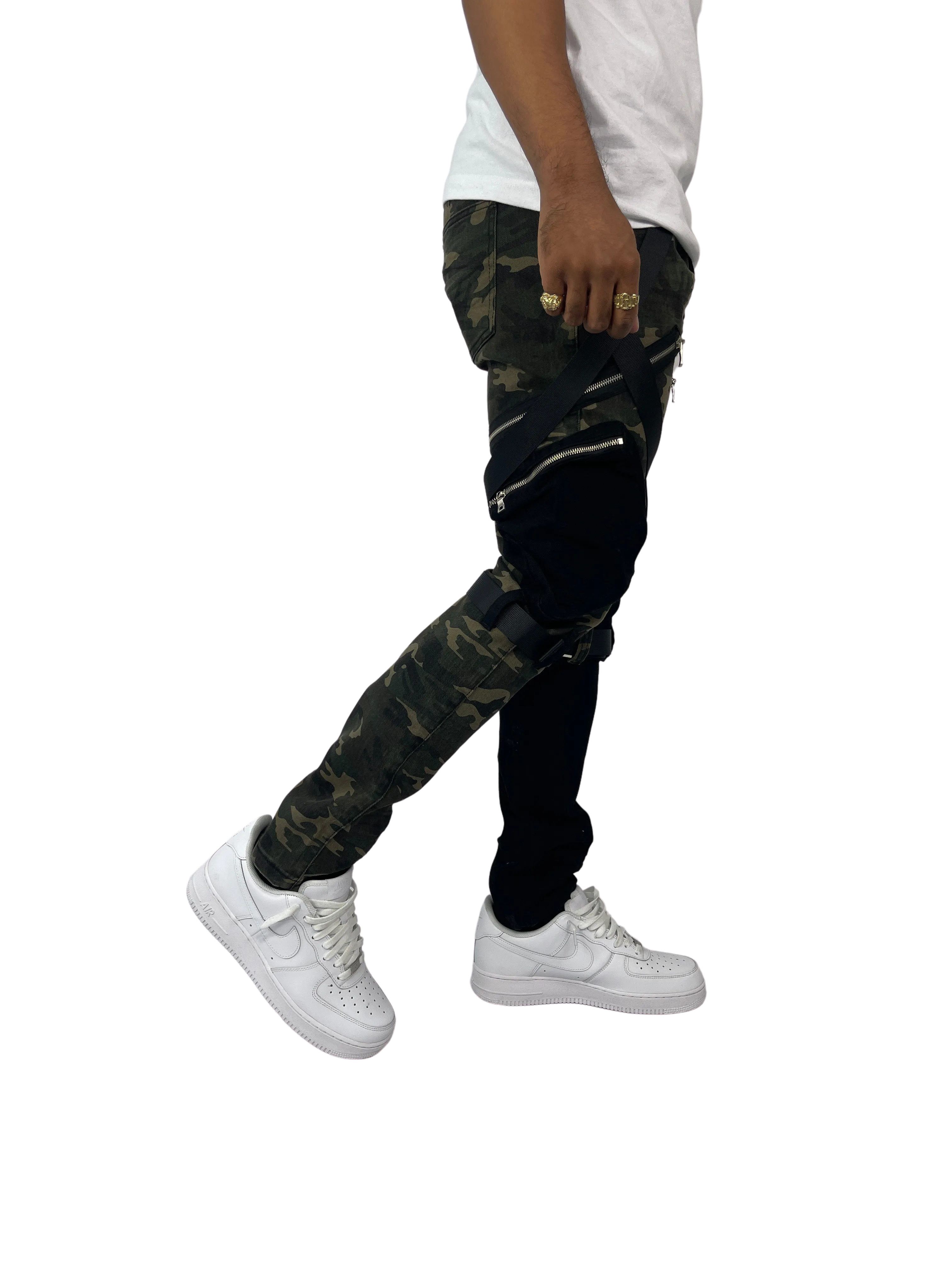 BTP221175:2-Tone Strap Cargo Pants
