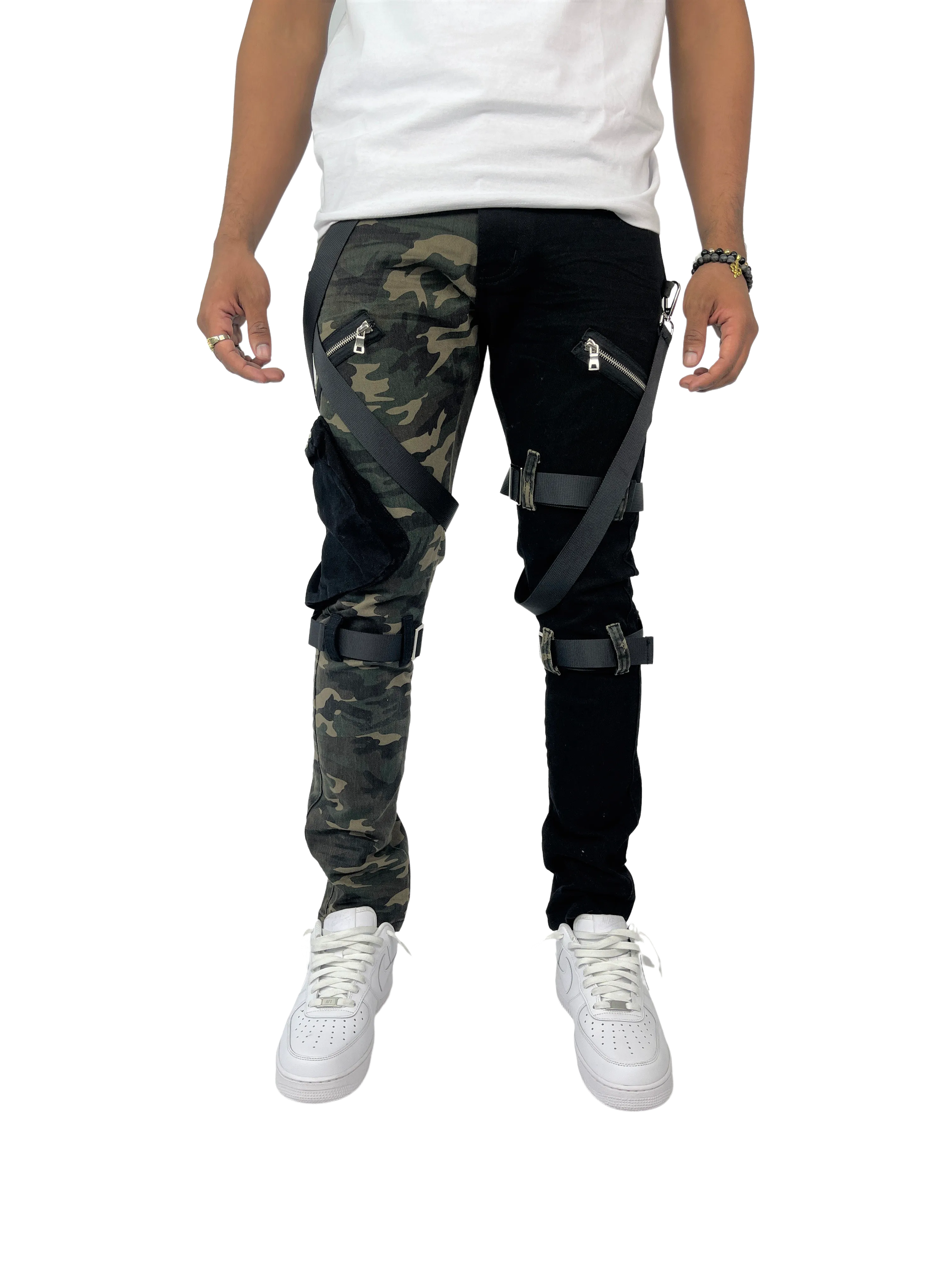 BTP221175:2-Tone Strap Cargo Pants