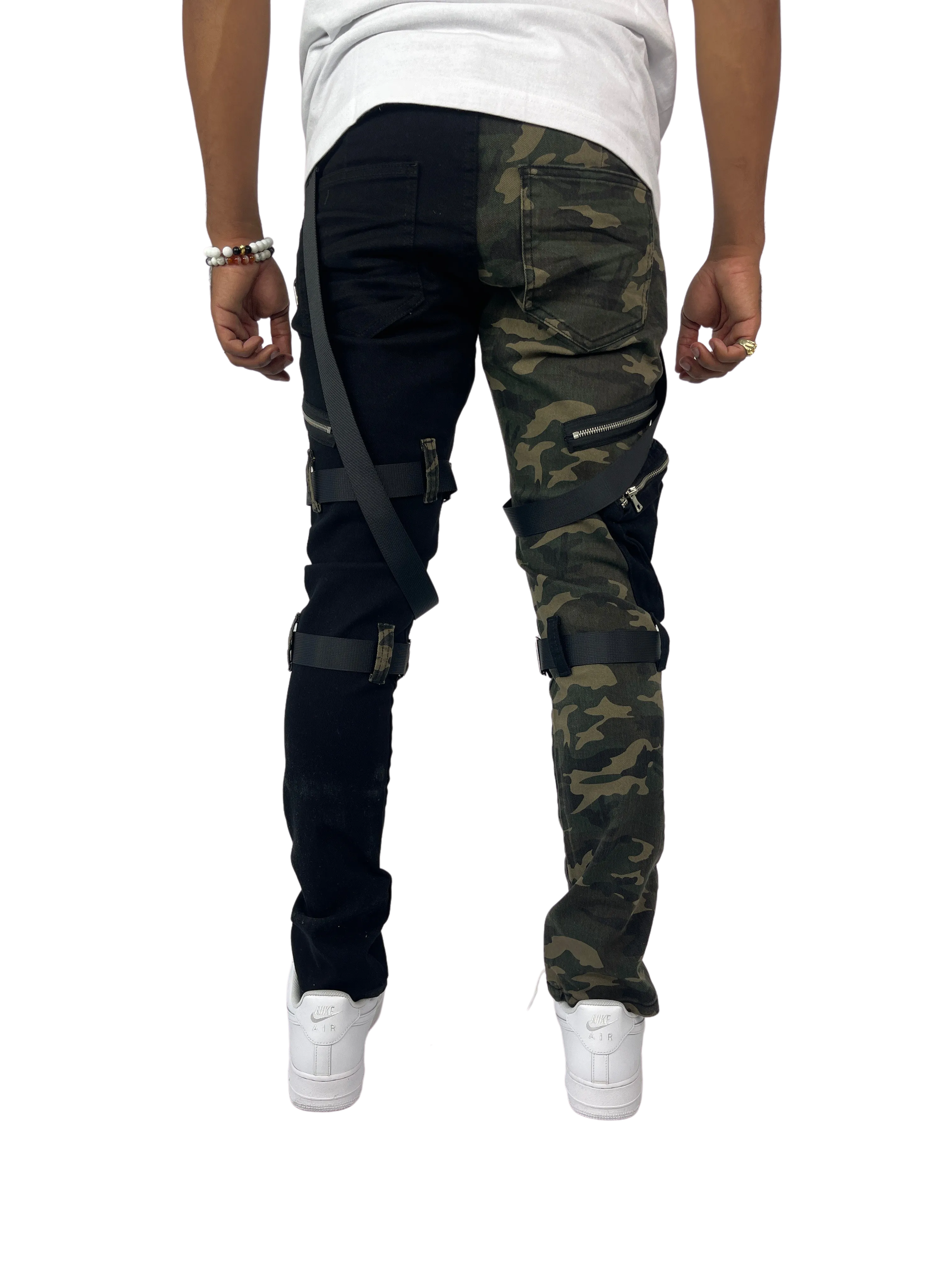 BTP221175:2-Tone Strap Cargo Pants