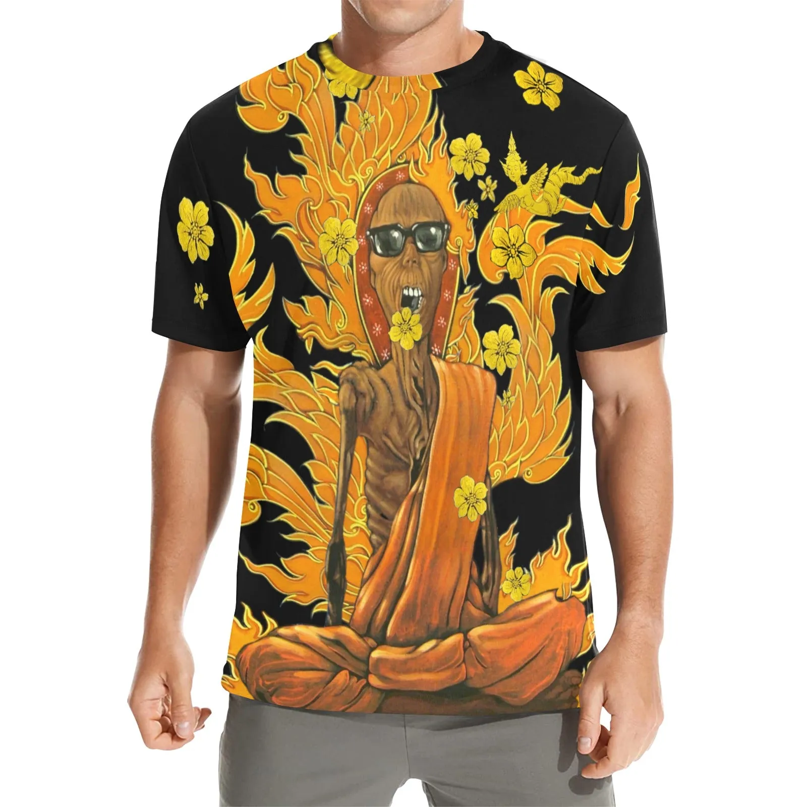 Burning Monk Men's Crew Neck T-shirt