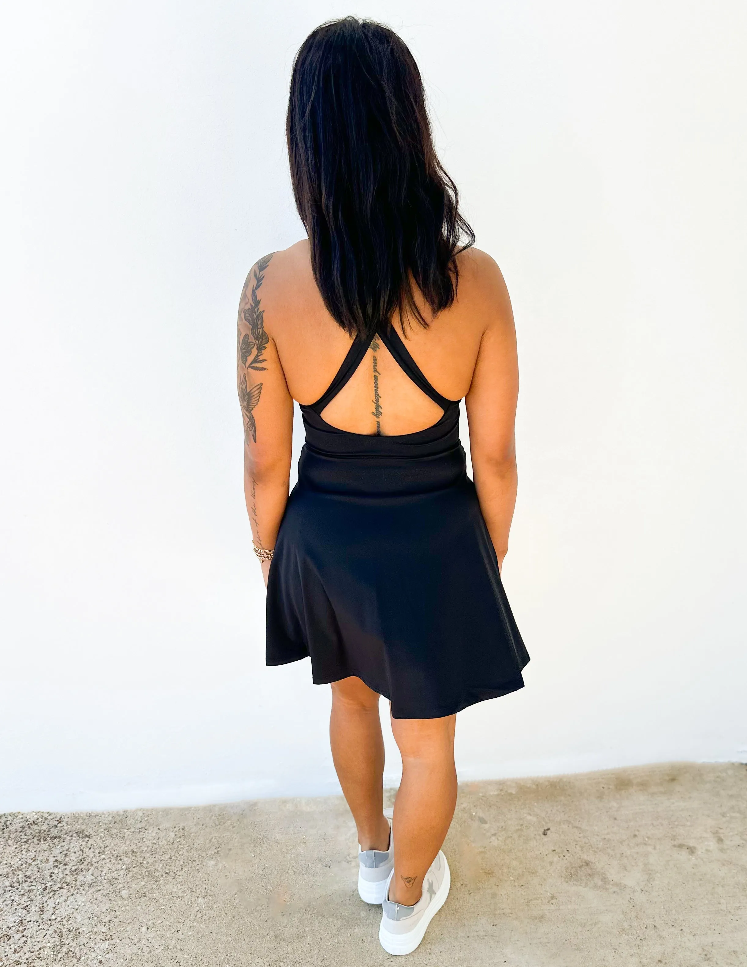 Care Free Halter Neck Crisscross Athletic Dress