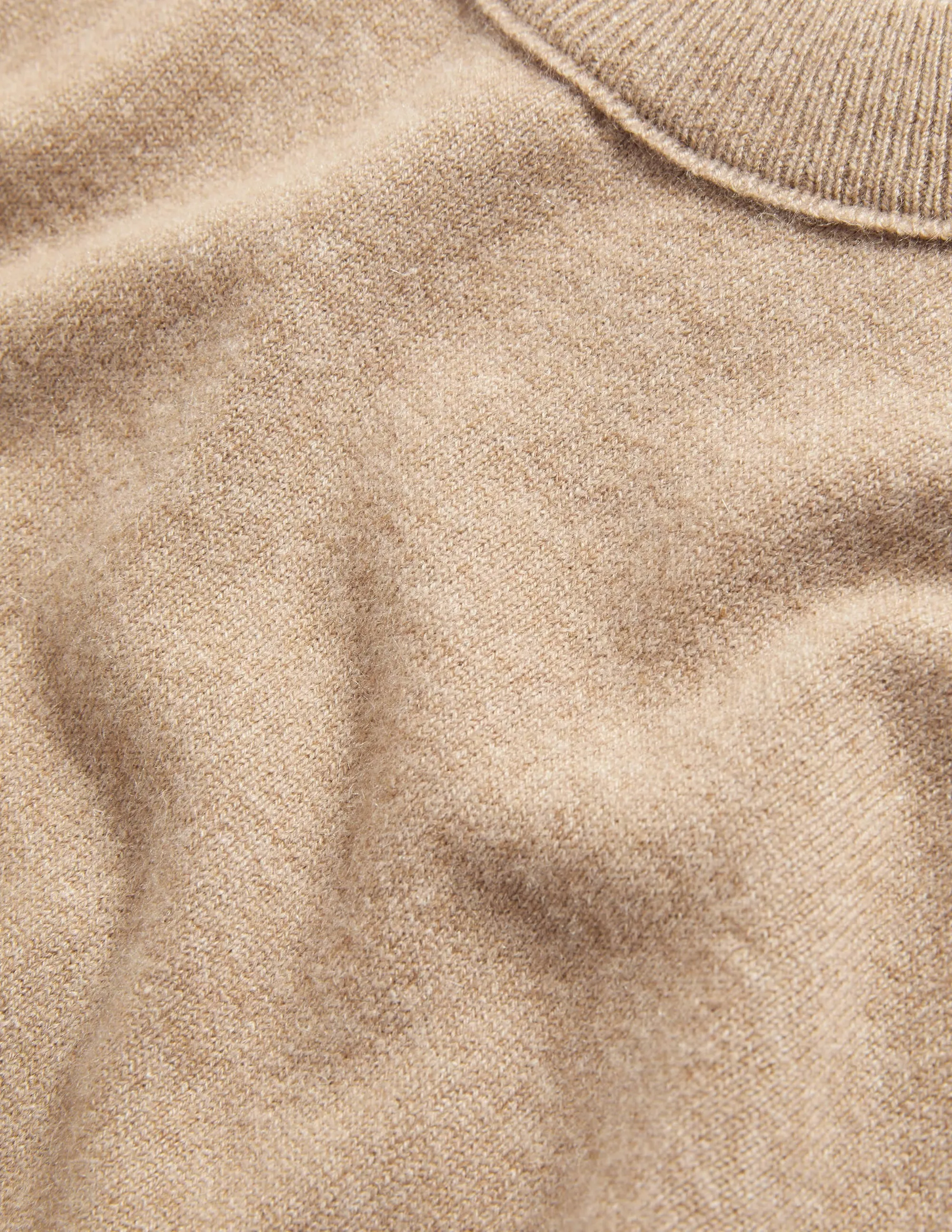 Cashmere Crew Neck Tank-Camel Melange