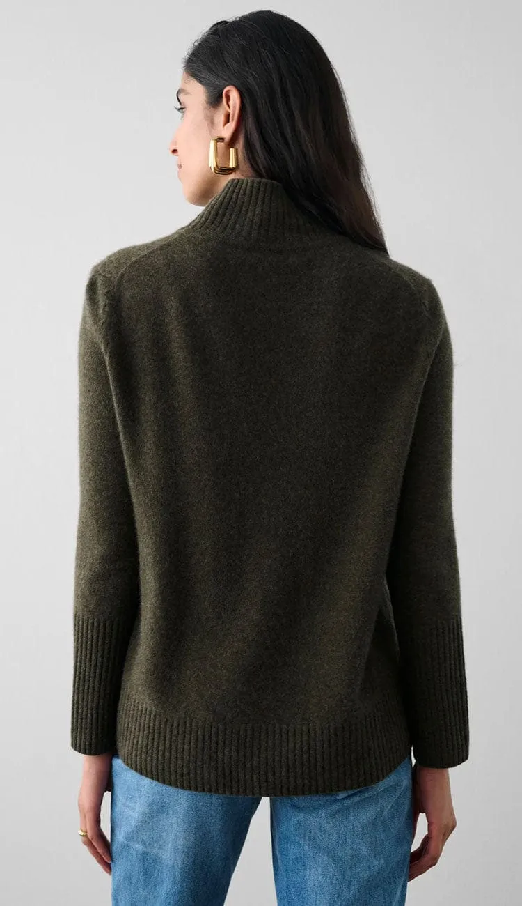 Cashmere Easy Standneck Sweater - Thyme