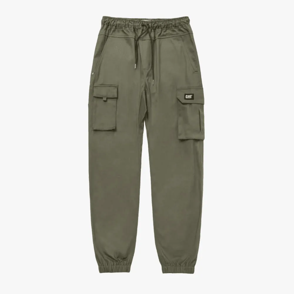 Cat Mens Utility Tie Waist Cargo Jogger Pants Dusty Olive