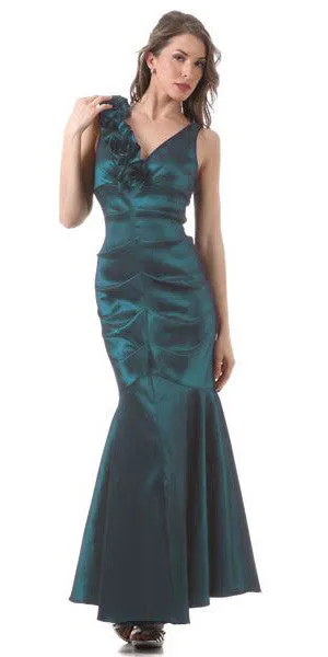 Celavie 2207L Mermaid Dress Long Satin Flower Strap Flaired Skirt
