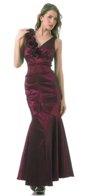 Celavie 2207L Mermaid Dress Long Satin Flower Strap Flaired Skirt
