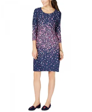 Charter Club Petite Mixed-Print Shift Dress Interpid Blue Combo PL