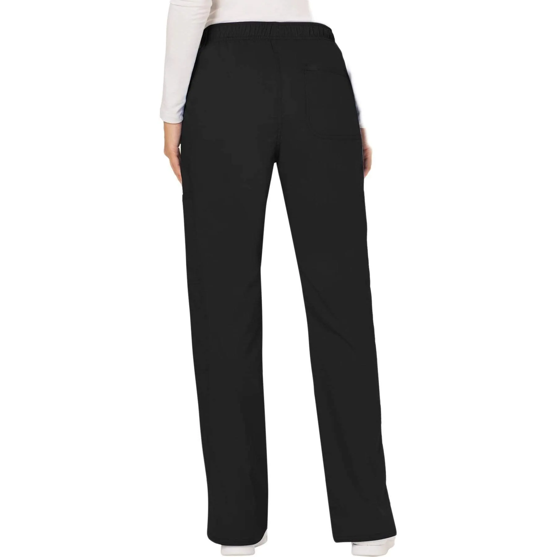 Cherokee Revolution WW120 Scrubs Pants Womens Mid Rise Flare Drawstring Black
