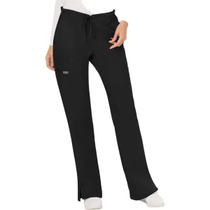 Cherokee Revolution WW120 Scrubs Pants Womens Mid Rise Flare Drawstring Black