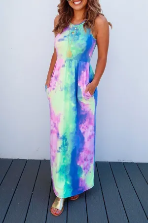 Chicindress Tie-dye Printed Multicolor Maxi Dress