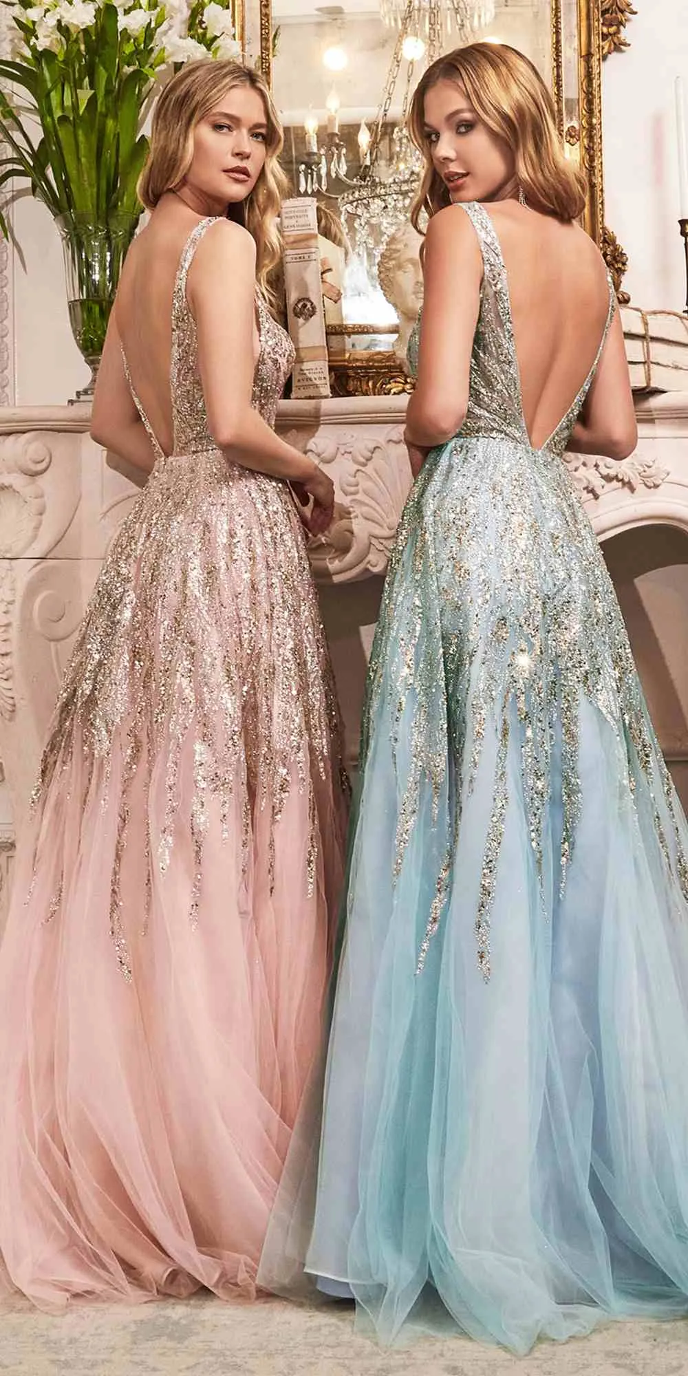 Cinderella Divine C135 Long Beaded Shimmer Ball Gown
