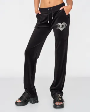 Classic Velour Del Ray Diamante Diamante Pant Black