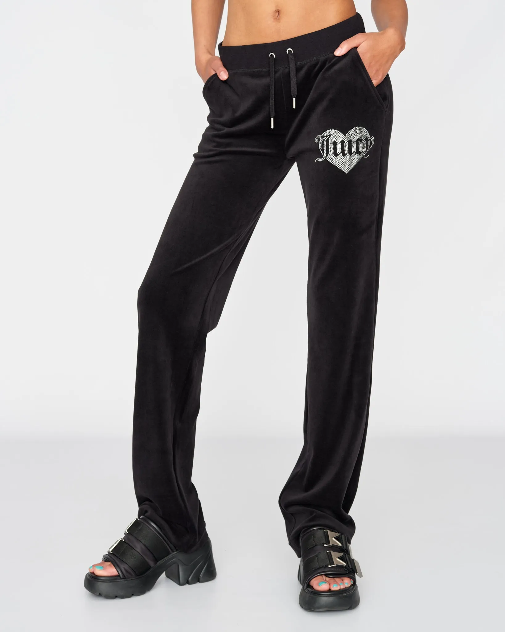 Classic Velour Del Ray Diamante Diamante Pant Black