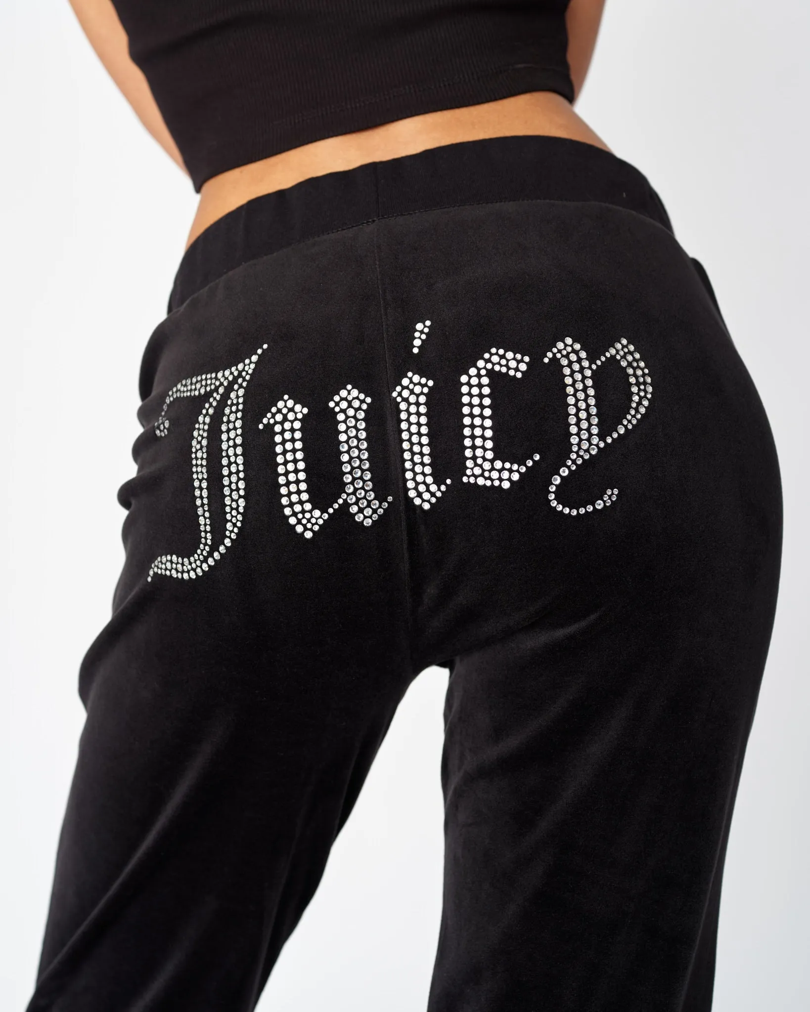 Classic Velour Del Ray Diamante Diamante Pant Black