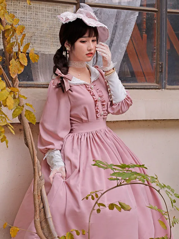 Classical Lolita Dress Polyester Ruffles Lolita Dresses Long Sleeves Classic Baby Blue