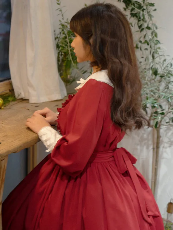 Classical Lolita Dress Polyester Ruffles Lolita Dresses Long Sleeves Classic Baby Blue