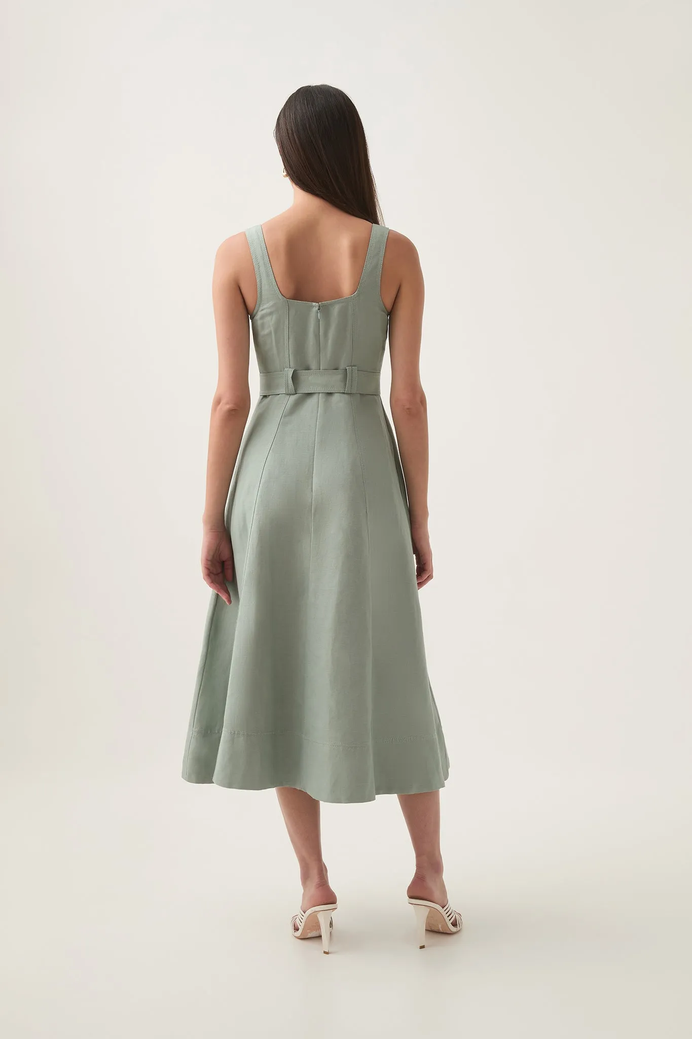 Clay Belted Midi Dress