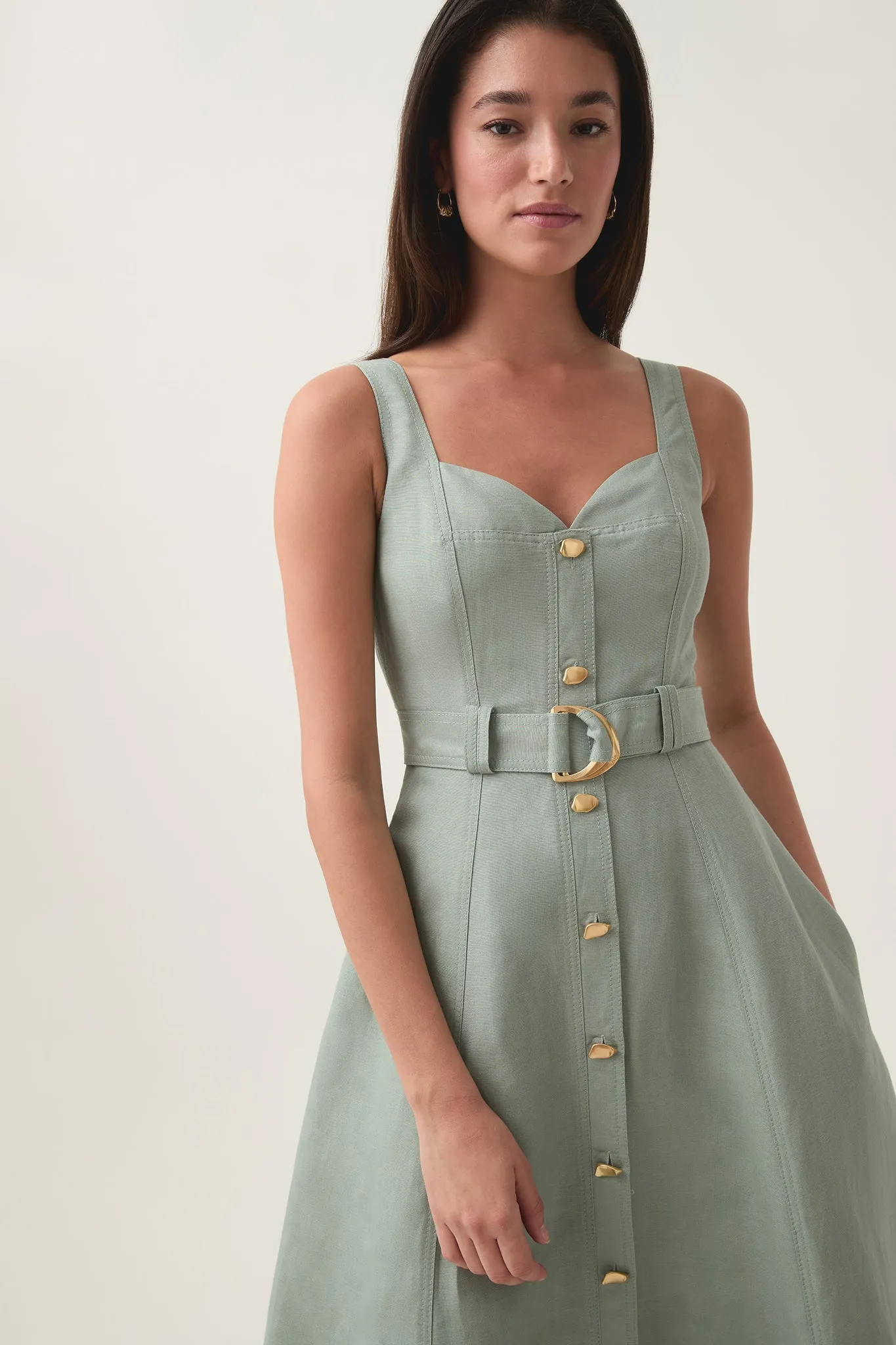 Clay Belted Midi Dress