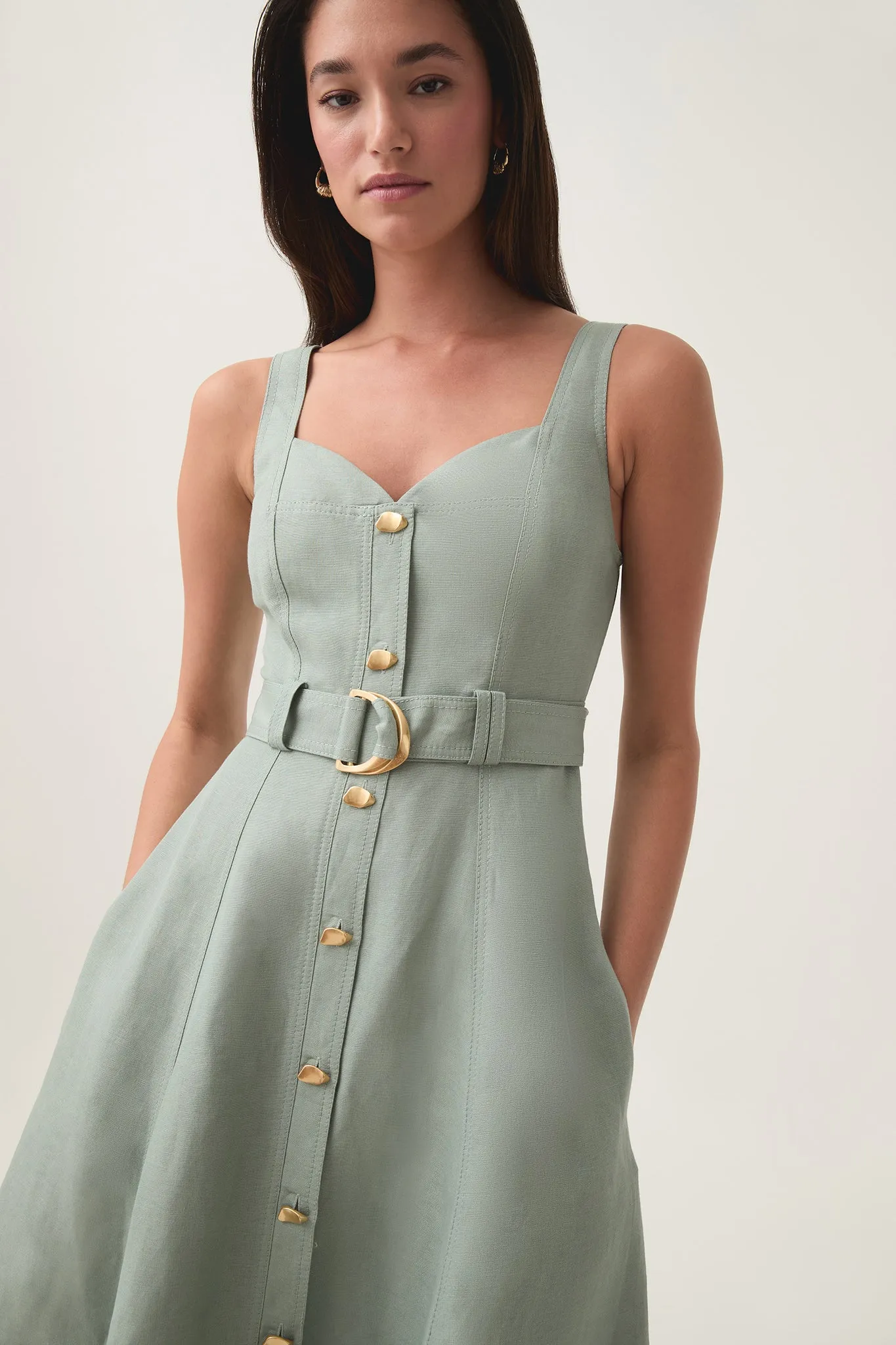 Clay Belted Midi Dress