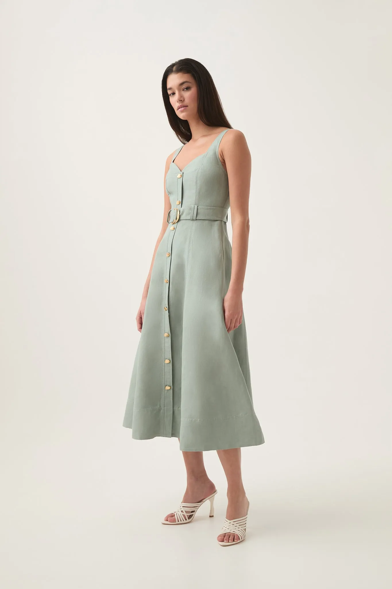 Clay Belted Midi Dress