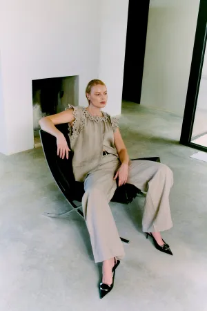 CMNATULI - LINEN PANTS IN BEIGE
