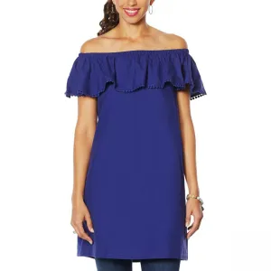 Colleen Lopez Women's Plus Size Palm Paradise Ruffle Tunic Dress