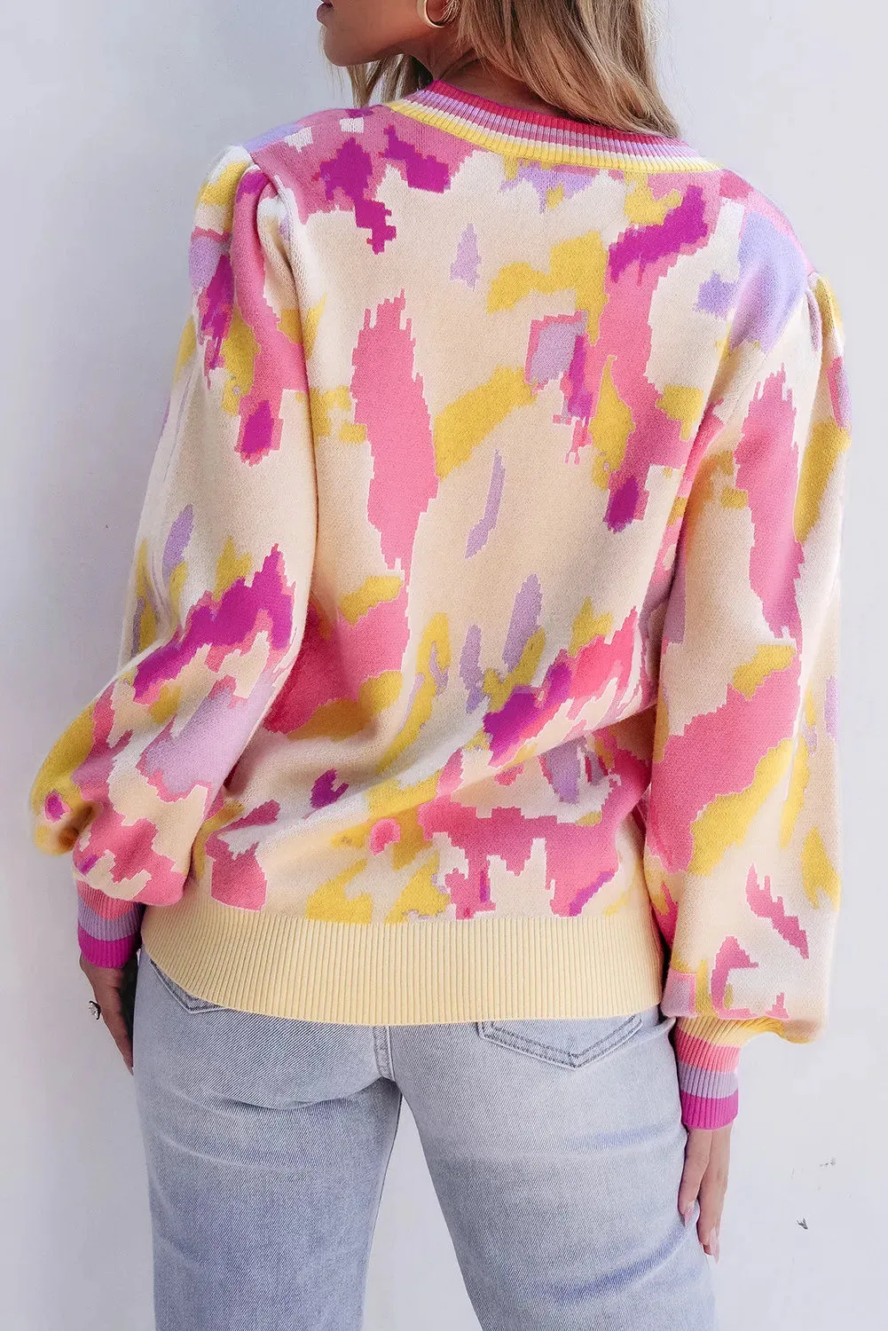 Collins Contrast Round Neck Long Sleeve Sweater