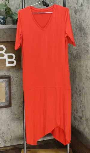 Comfort Code by Cuddl Duds Elbow Sleeve Handkerchief Hem Dress Tomato Medium