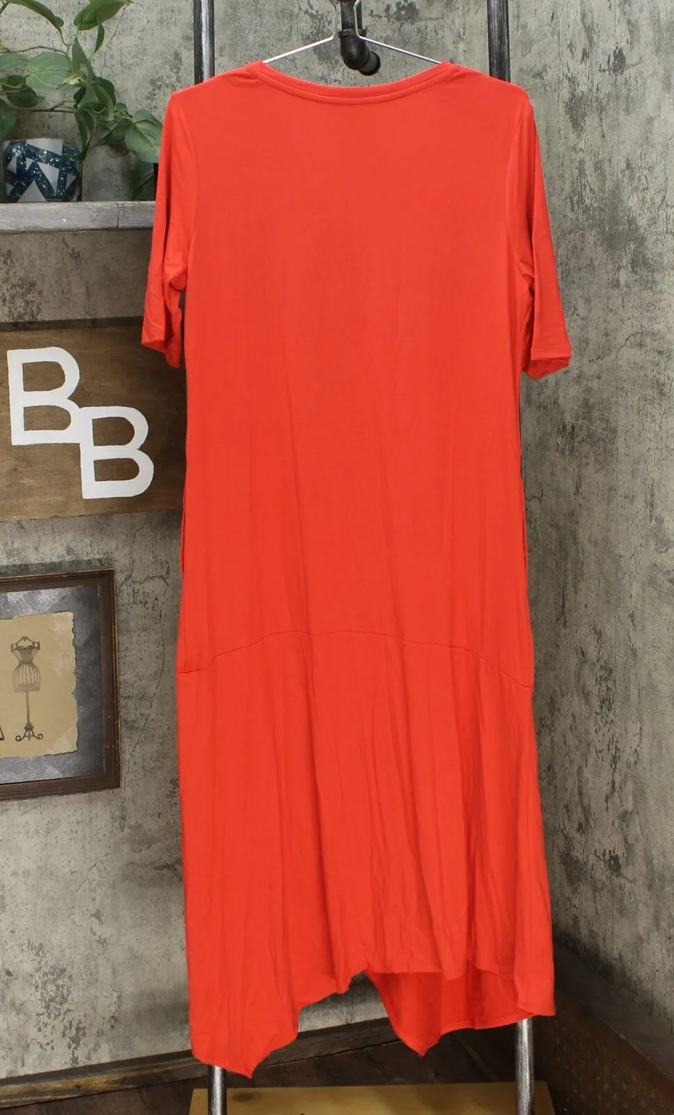 Comfort Code by Cuddl Duds Elbow Sleeve Handkerchief Hem Dress Tomato Medium