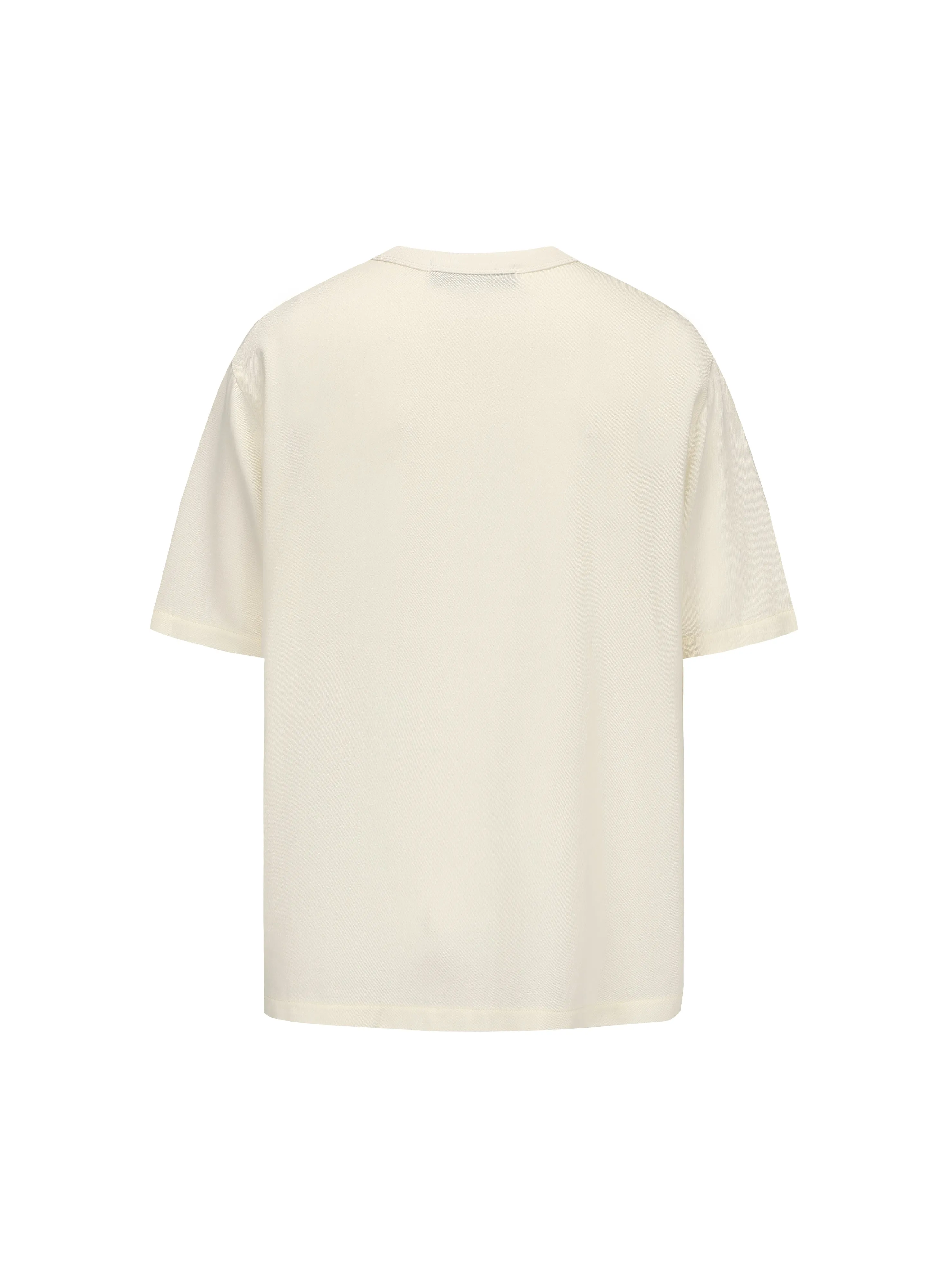 Cream White Tencel Wool Short-sleeved Shirt