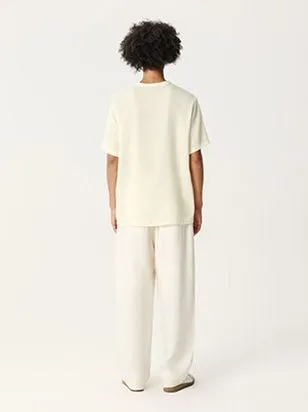Cream White Tencel Wool Short-sleeved Shirt