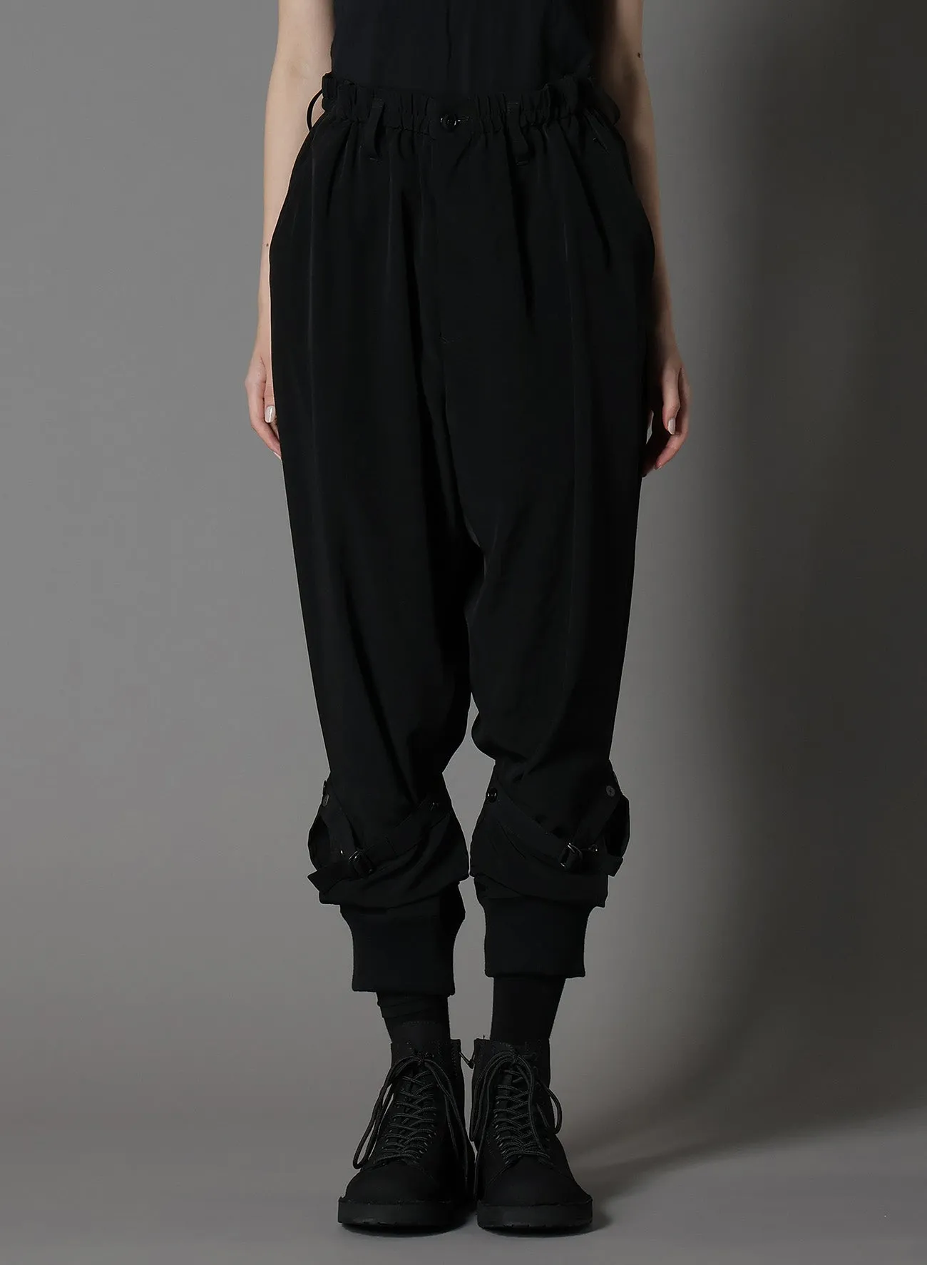 CREPE DE CHINE DOUBLE HEM RIB PANTS