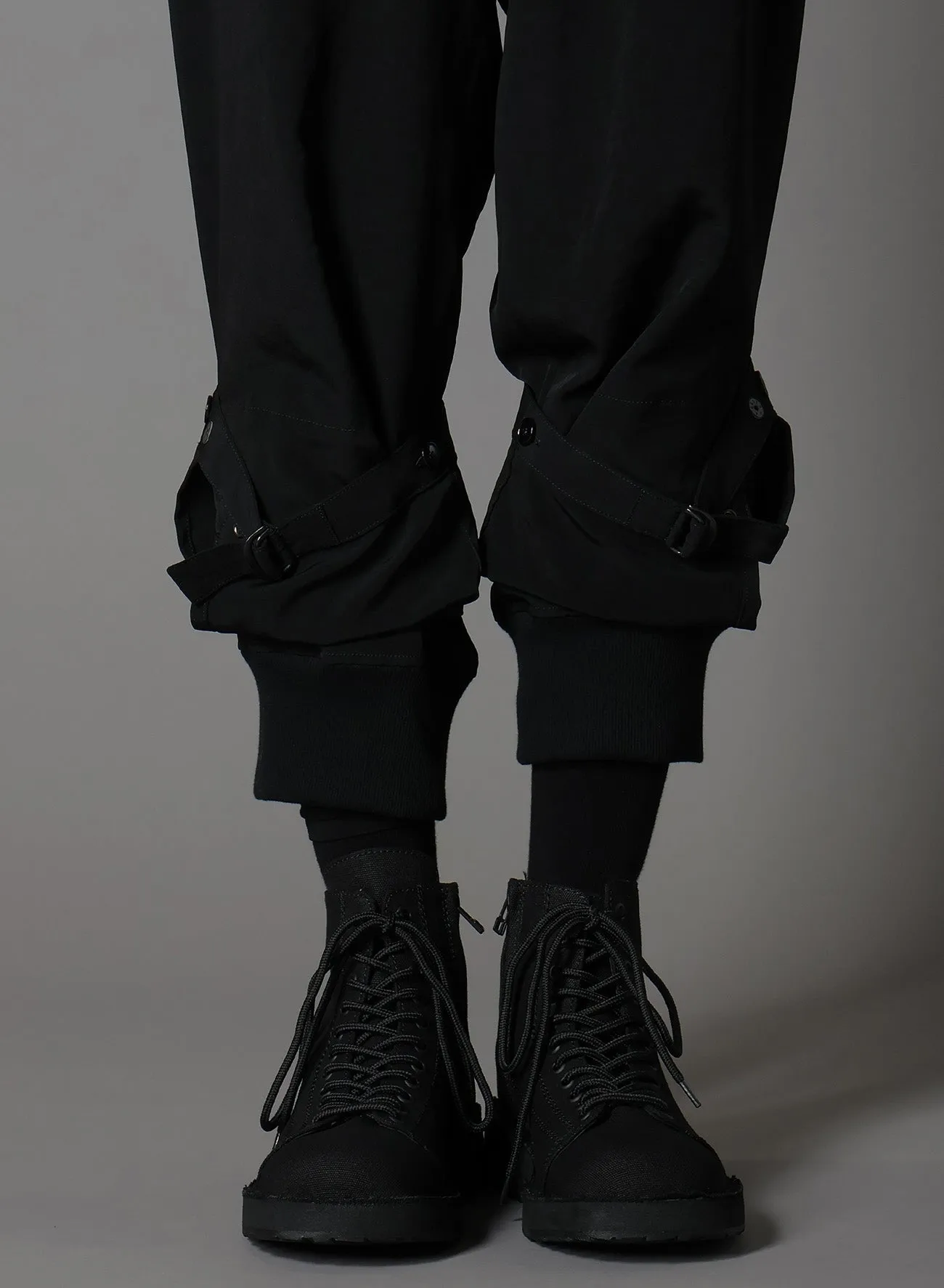 CREPE DE CHINE DOUBLE HEM RIB PANTS