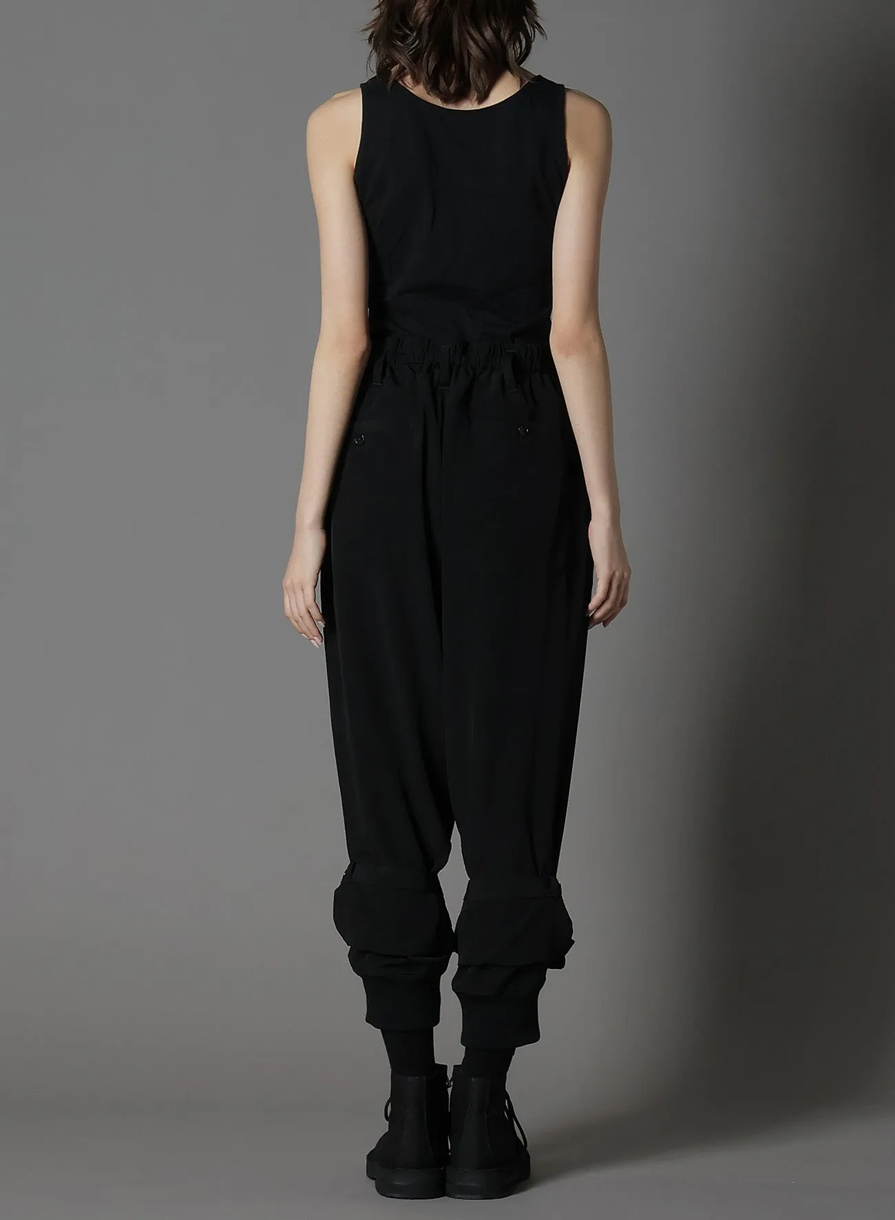 CREPE DE CHINE DOUBLE HEM RIB PANTS