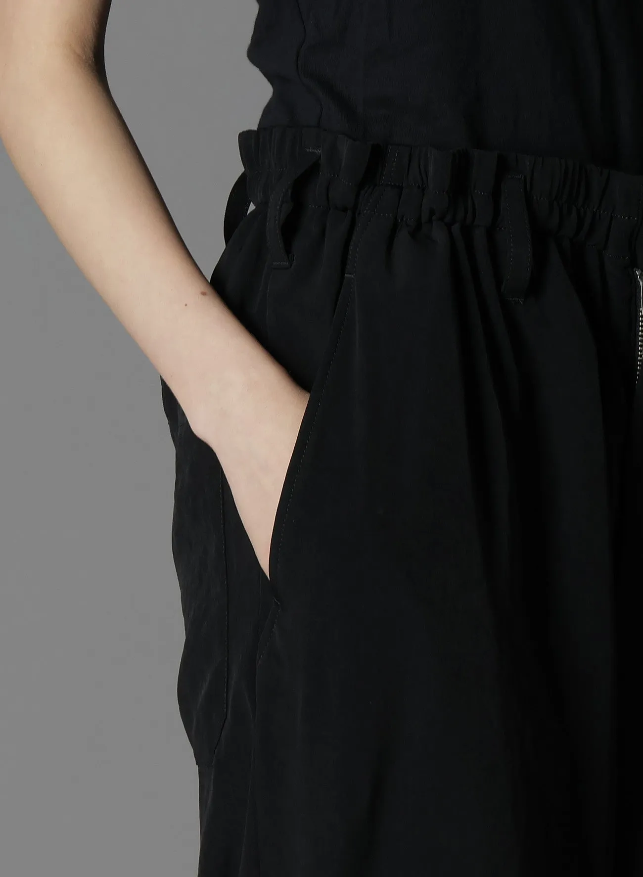 CREPE DE CHINE DOUBLE HEM RIB PANTS