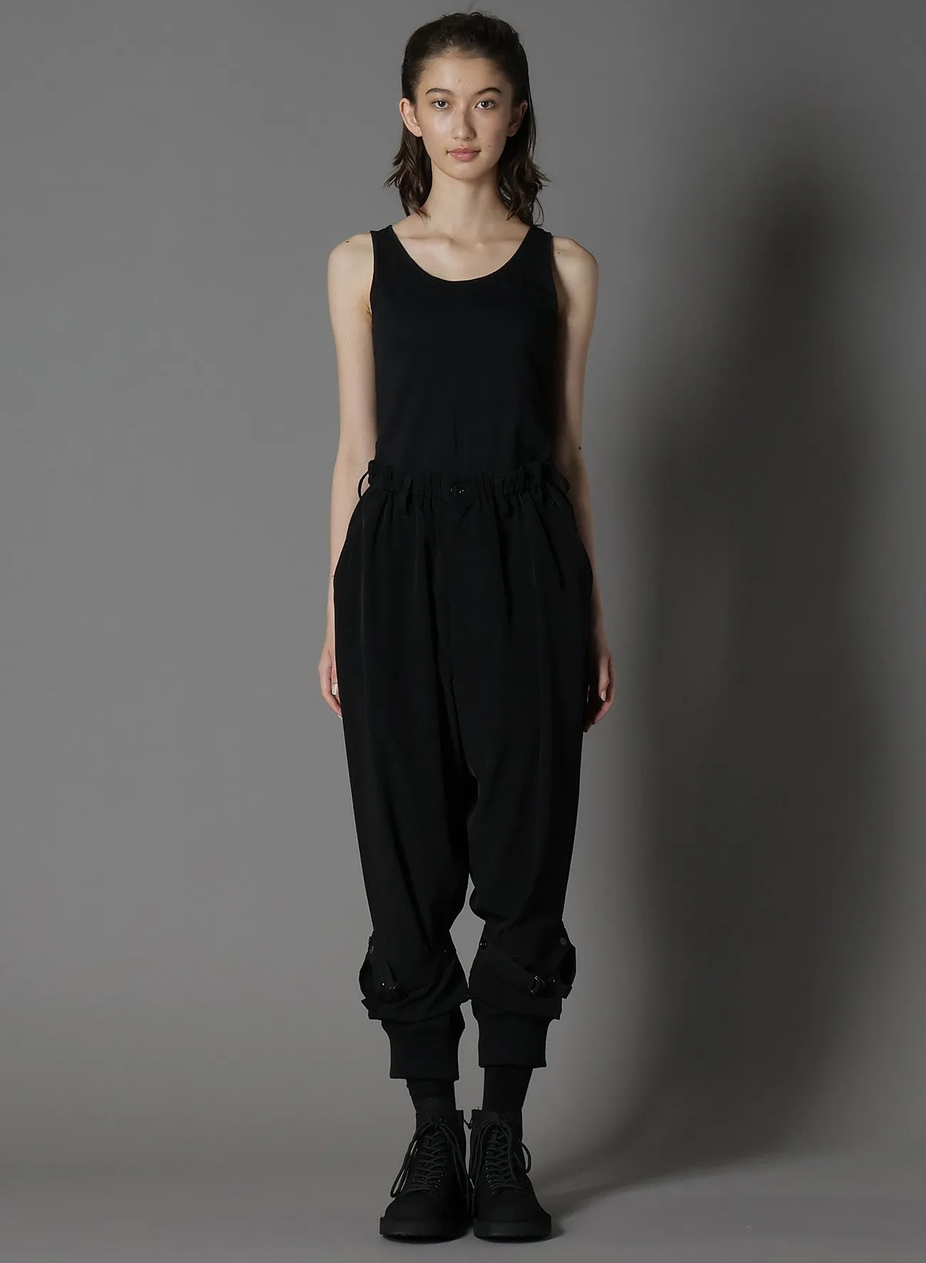 CREPE DE CHINE DOUBLE HEM RIB PANTS