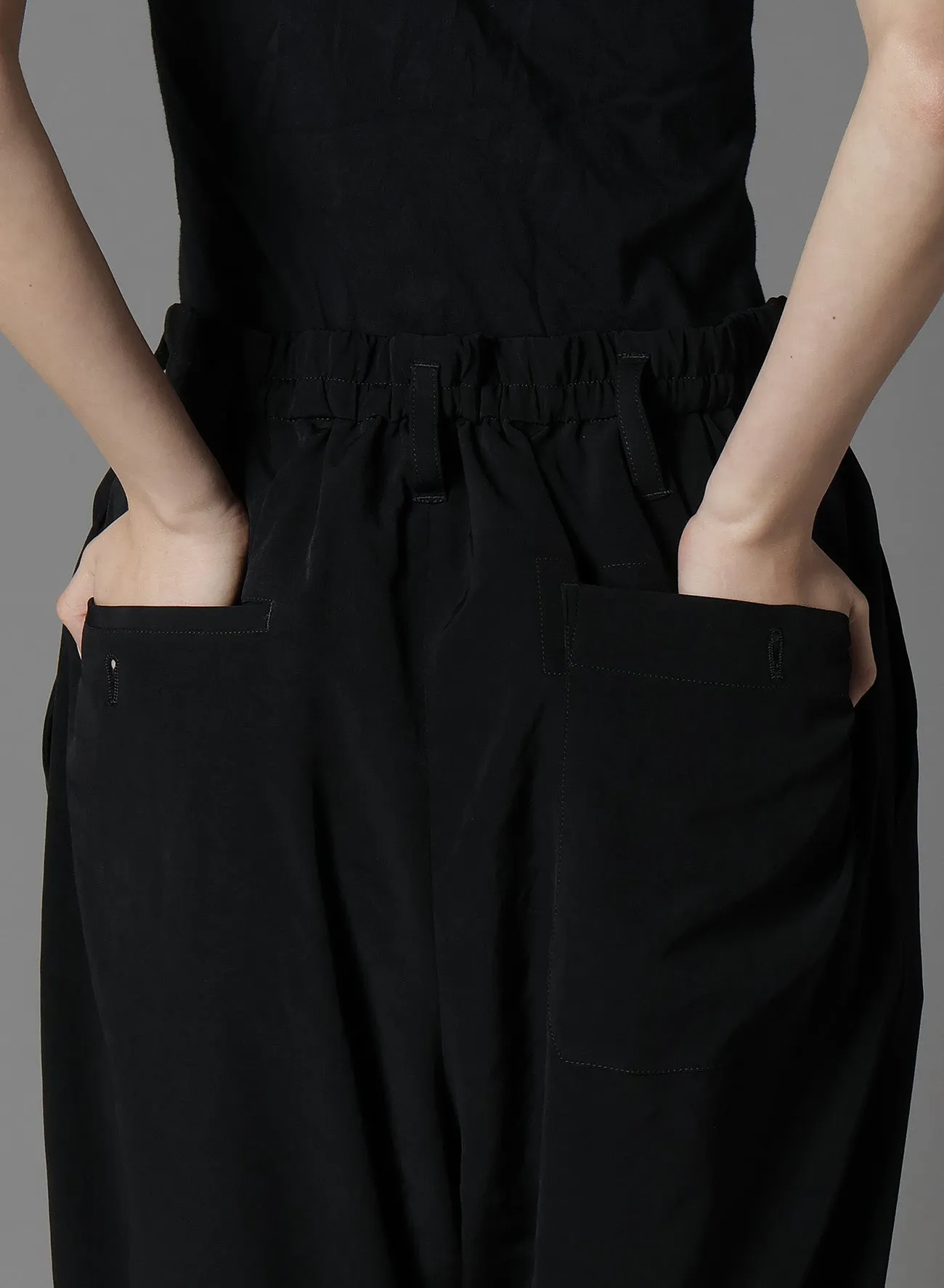 CREPE DE CHINE DOUBLE HEM RIB PANTS