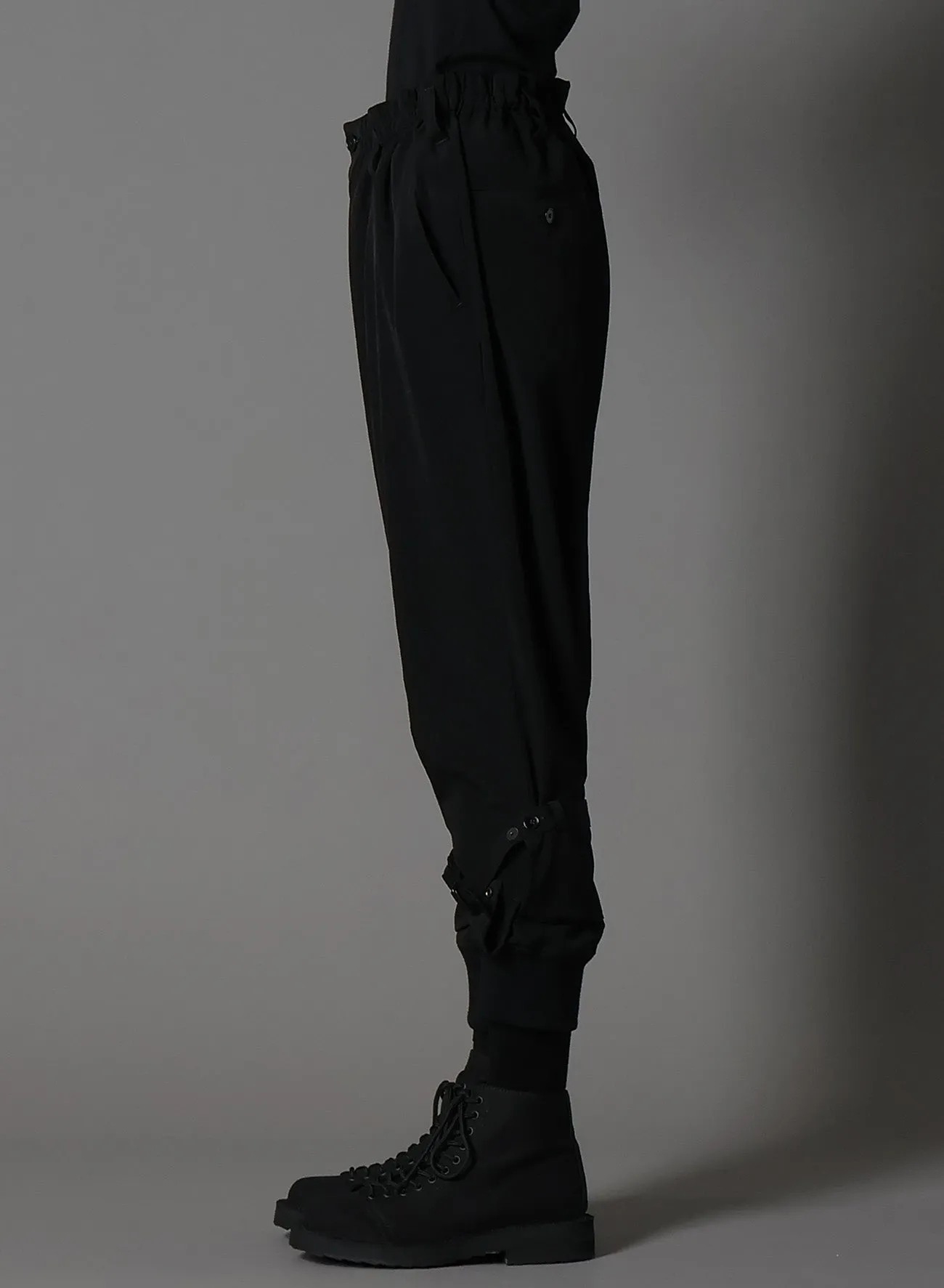 CREPE DE CHINE DOUBLE HEM RIB PANTS
