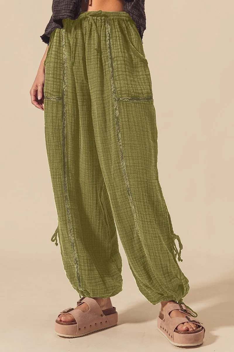 Crinkle Gauze Jogger