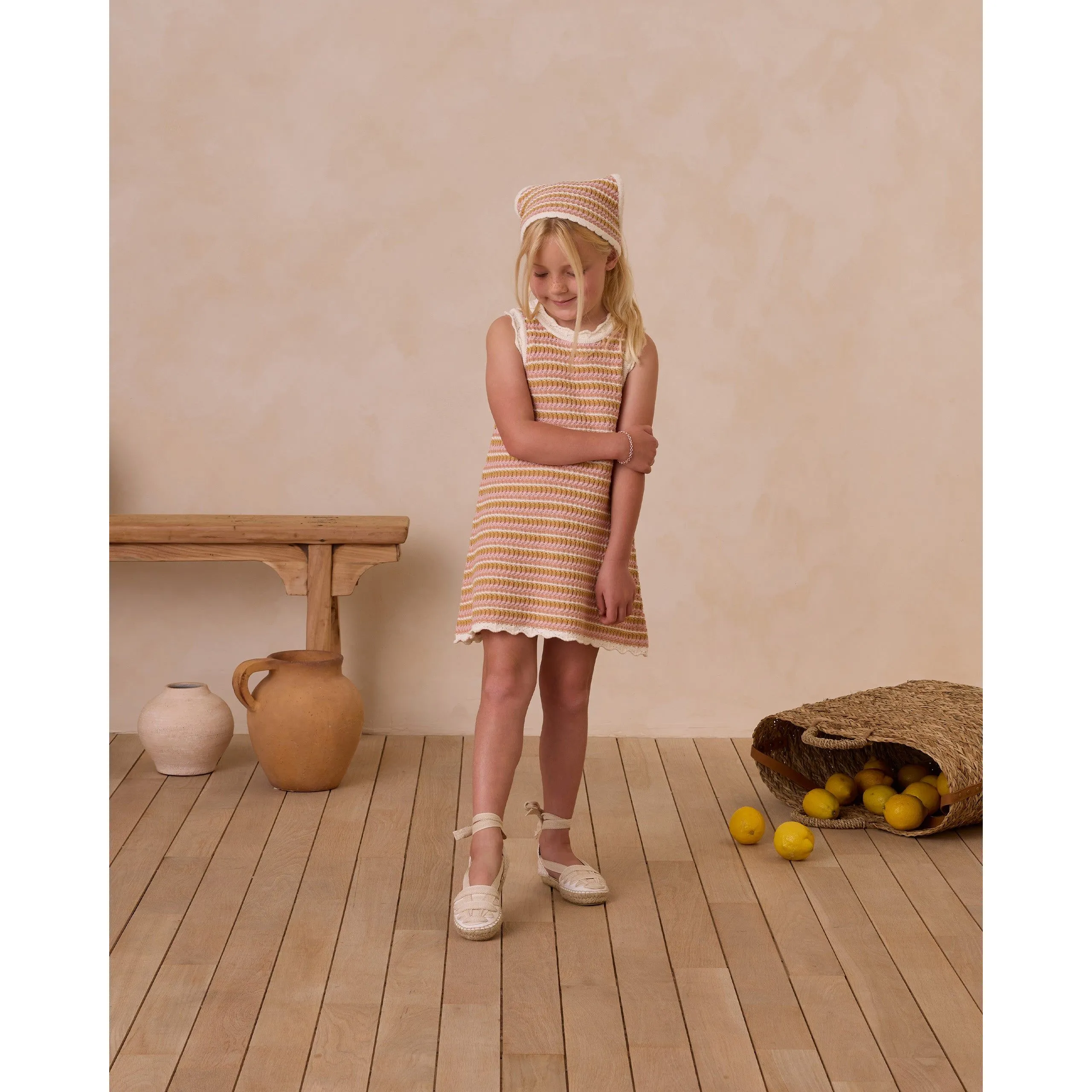 Crochet Tank Mini Dress || Pink Stripe