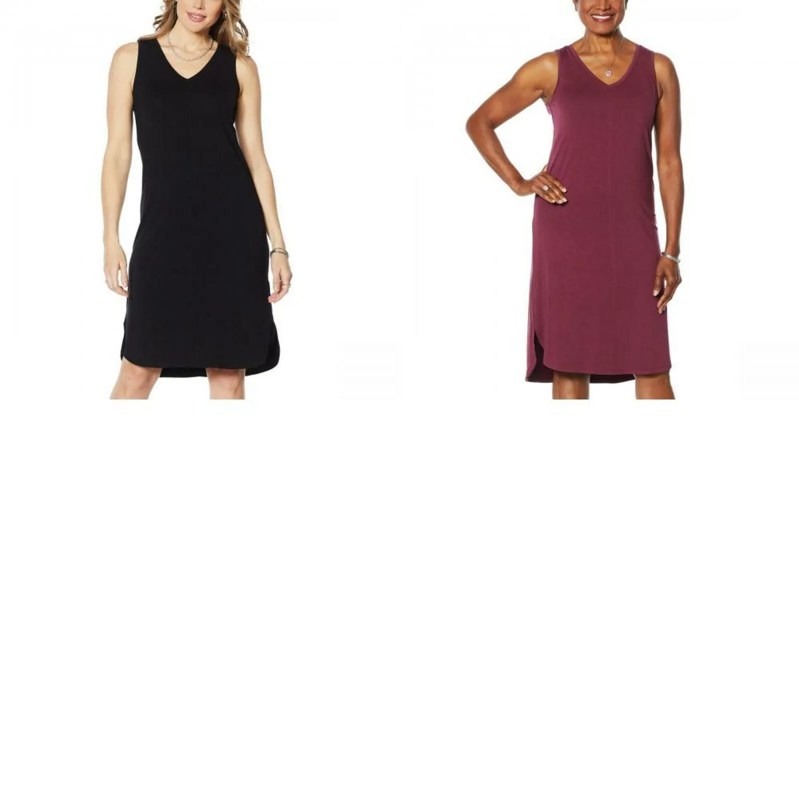Curations Women's Jersey Knit Sleeveless V-Neck Easy Knit Dress