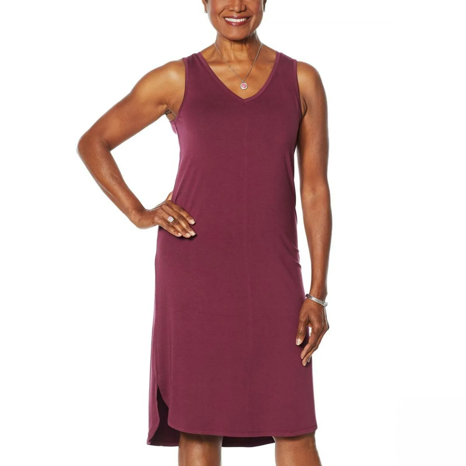 Curations Women's Jersey Knit Sleeveless V-Neck Easy Knit Dress