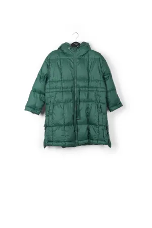 Dark green hooded puffer coat