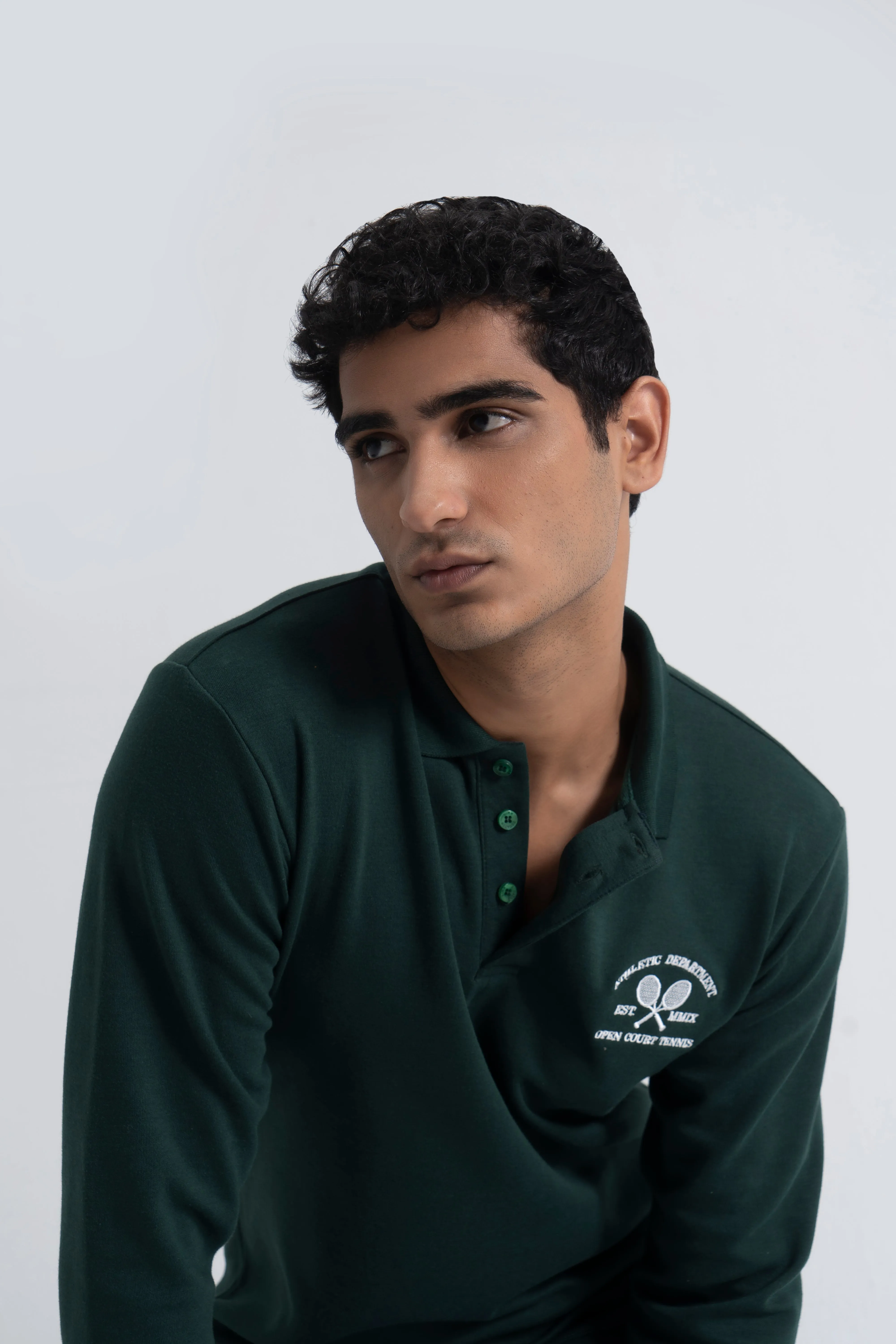 Dark Green Interlock Collar Shirt