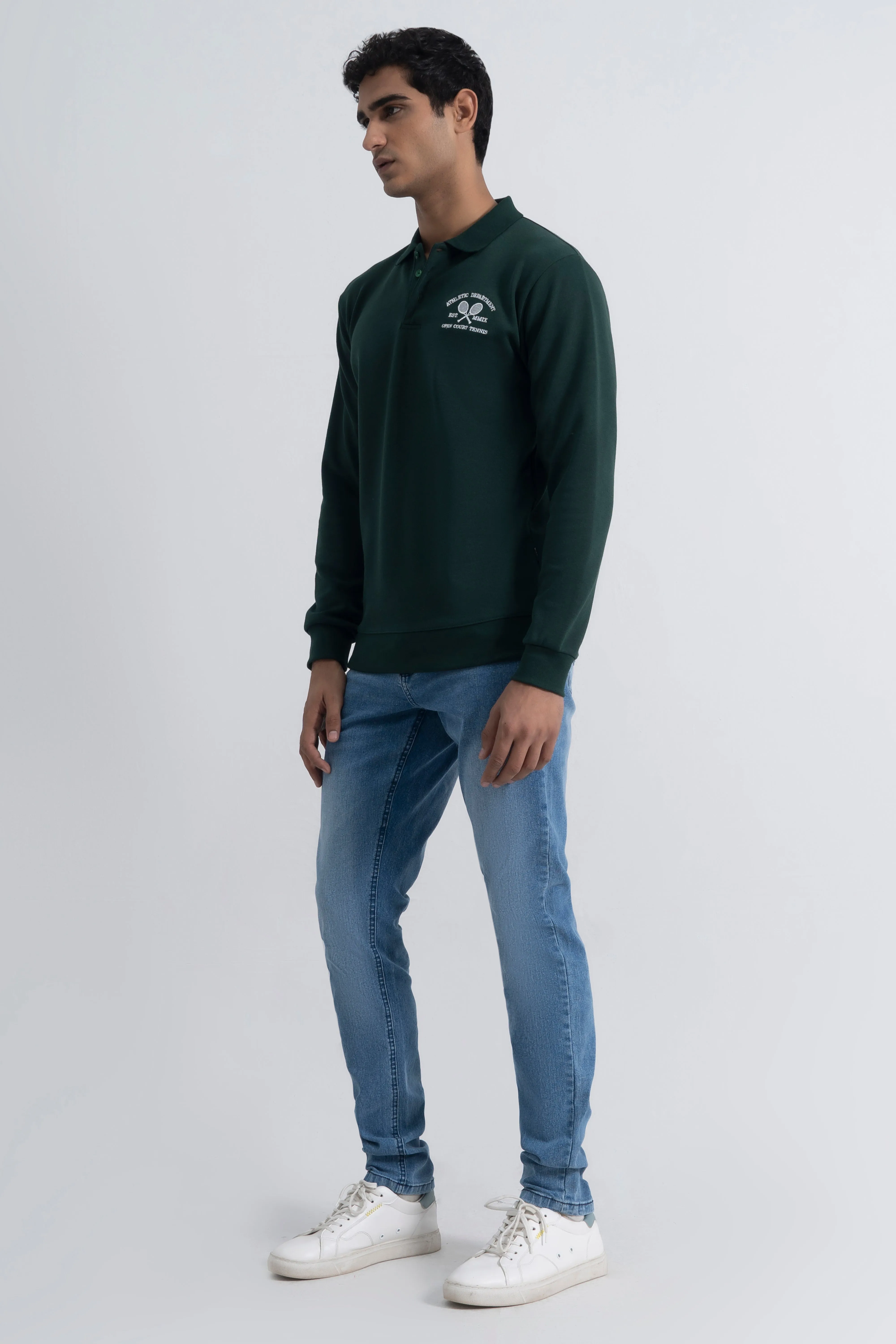 Dark Green Interlock Collar Shirt
