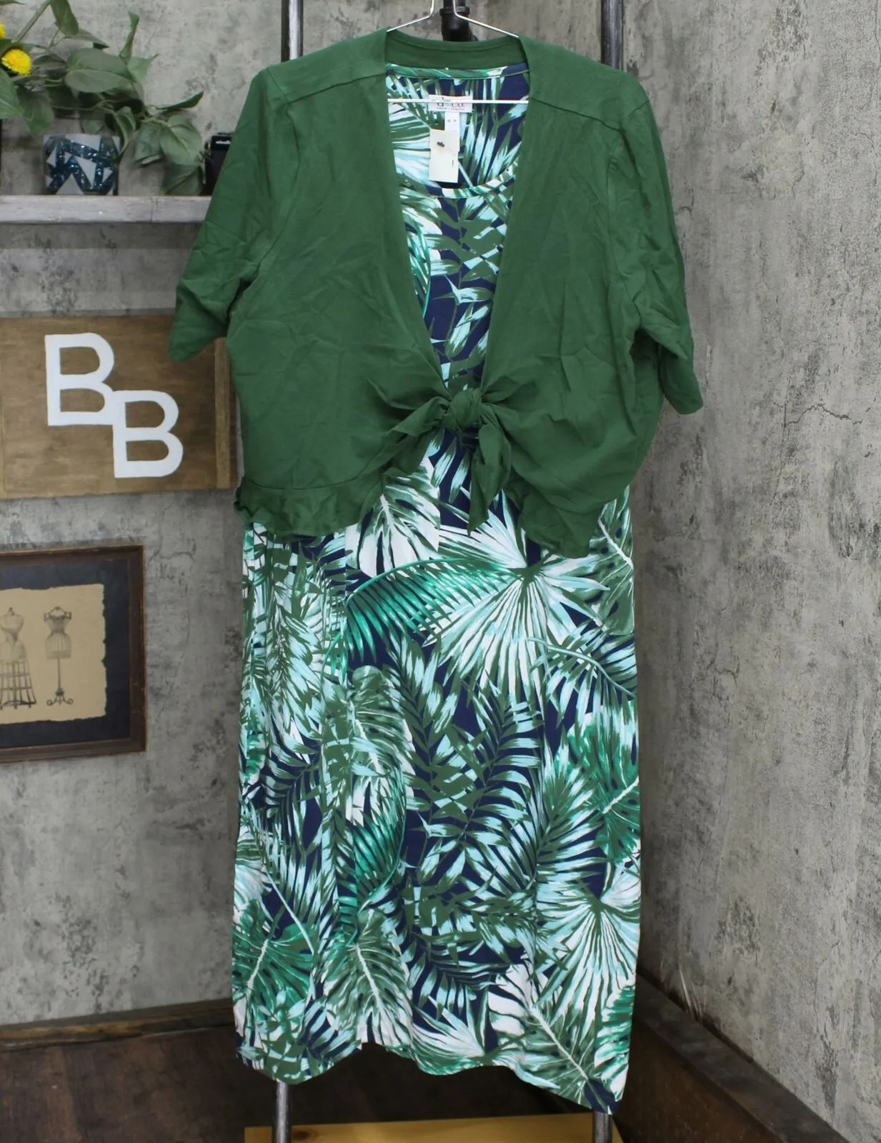 Denim & Co. Printed Jersey Sleeveless Midi Dress With Shrug