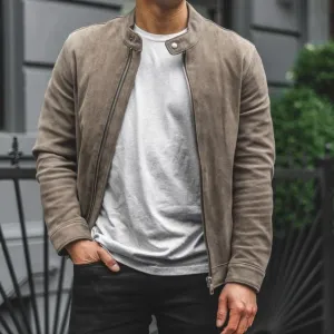 Denim leather jackets for mens. Grey suede leather jackets. Autumn collection Formal wears.