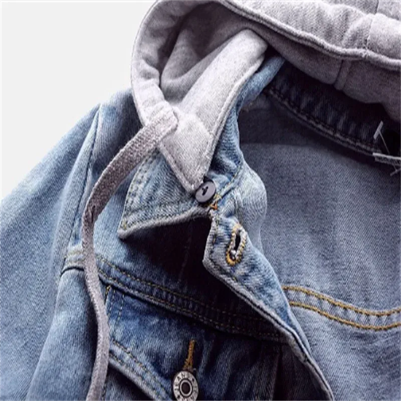 Denim women's jacket with removable hood