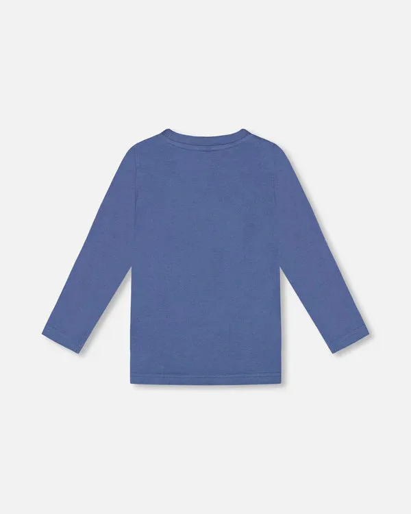 deux par deux Boys T-Shirt w/Fox Applique - Blue
